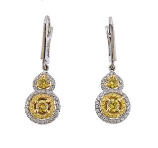 18K Gold Fancy Yellow Diamond Drop Earrings
