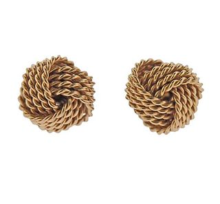 Tiffany &amp; Co 14k Gold Woven Knot Stud Earrings