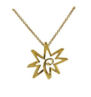 Tiffany &amp; Co Paloma Picasso Sun &amp; Moon 18K Gold Pendant Necklace 