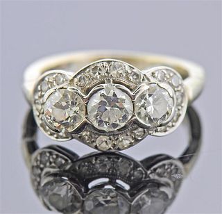 Mid Century  14K Gold Diamond Ring
