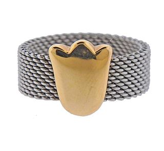 Tous Mesh 18k Gold Stainless Steel Tulip Band Ring