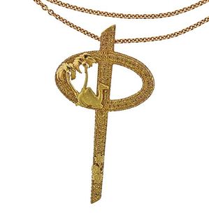 Theo Fennell 18K Gold Yellow Sapphire Phi Pendant Necklace