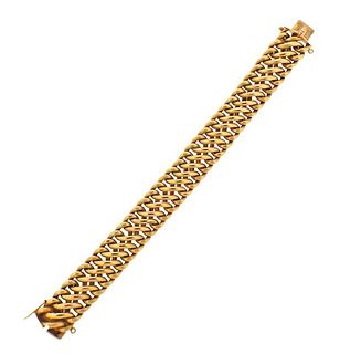 1960s Continental 18K Gold Woven Link Bracelet