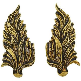 Buccellati Leaf Motif 18k Gold Earrings