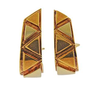 Marina B 18K Tri Color Gold Half Hoop Earrings