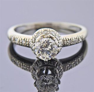 Mid Century 18k Gold 0.65ct Diamond Engagement Ring 