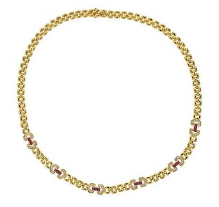 Mappin &amp; Webb 18k Gold Diamond Ruby Necklace 