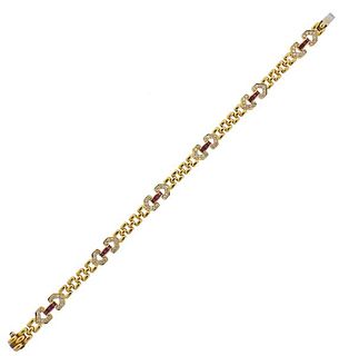 Mappin &amp; Webb 18k Gold Diamond Ruby Bracelet 
