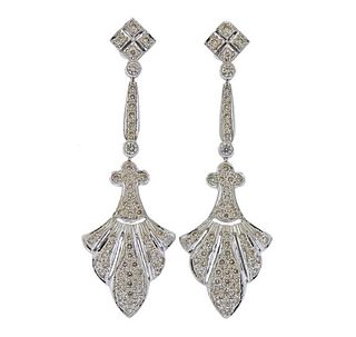 18k Gold Diamond Long Drop Earrings 