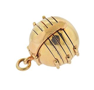 14k Gold Ball Locket Charm Pendant 