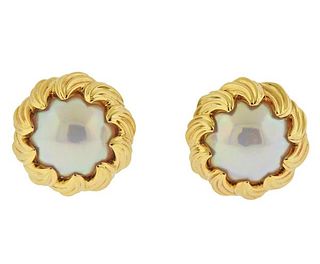 Tiffany &amp; Co 18k Gold Mabe Pearl Earrings 