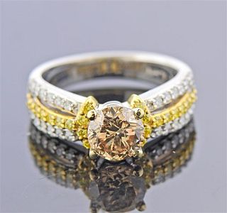 A. Jaffe 18K Gold Fancy  Diamond Engagement Ring 