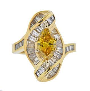14K Gold Fancy Marquise Diamond Ring