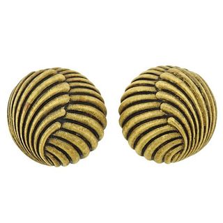 Large Buccellati Gold Button Earrings