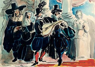 Gino Carlo Sensani (S. Casciano di Bagni 1888-Roma 1947)  - Sketch for the Salvator Rosa, by Alessandro Blasetti, 1939