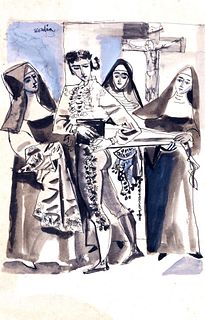 Antonio Scordia (Santa FÃ¨ 1918-Roma  1989)  - Nuns and toreador