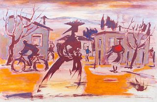 Gerard Sekoto (Botshabelo 1913-Nogent-sur-Marne 1993)  - Village, 1958