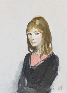 Alberto Sughi (Cesena 1928-Bologna 2012)  - Woman with pink and black dress