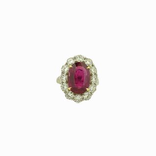 8.43ct Mozambique Oval Ruby And Diamond Ring
