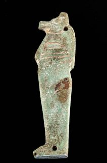 Egyptian Glazed Faience Pendant of Duamutef