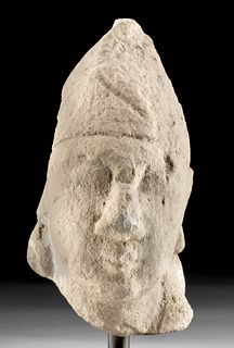 Cypriot Limestone Head of Beardless Male w/ Cap