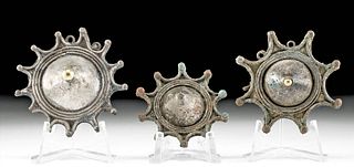 3 Roman Silver & Gilt Silver Fibulae - Tutulus Shape