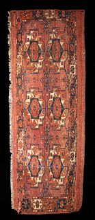 Early 19th C. Turkoman Tekke Textile 6-Gul Torba Rug