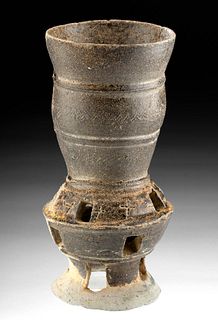 Korean Silla Dynasty Pottery Jingle Cup w/ 20th C. Box