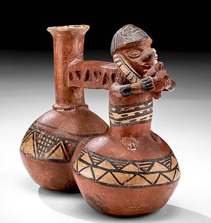 Inca Twin-Lobed Polychrome Whistling Vessel
