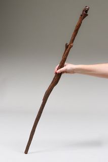 Antique Hand-Carved Bear & Snake Walking Stick c1910