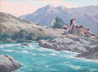 Joseph Frey Painting Sierra Mountains Gold Mine c1930s