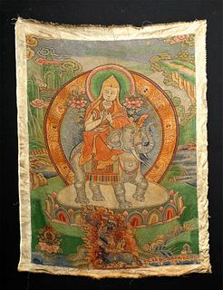 19th C. Tibetan Dazi Silk Thangka - Tsongkhapa
