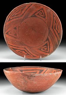 Prehistoric Anasazi Wingate Black-on-Red Pottery Bowl