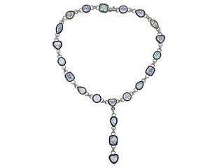 18k Gold Aquamarine Diamond Gemstone Necklace 