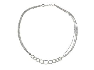 18k Gold Diamond Link Multi Chain Necklace 