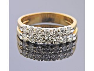 14k Gold Diamond Two Row Ring 