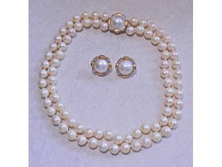 Honora 14k Pearl Necklace Earring Set