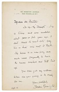 Frederic Remington handwritten and signed letter