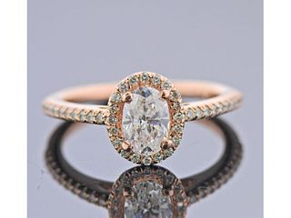 EGL 0.93ct Oval Diamond 14k Rose Gold Engagement Ring 