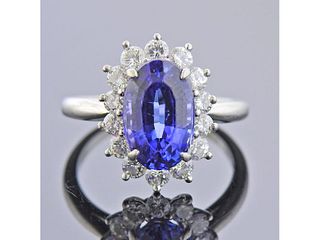Tiffany & Co Platinum Tanzanite Diamond Ring 