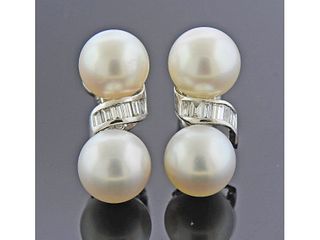 Assael 18k Gold Diamond South Sea Pearl Earrings 