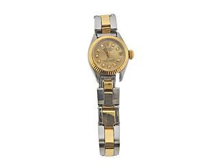 Rolex Datejust Diamond Two Tone 14k Gold Steel Watch 92313
