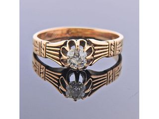 Antique 14k Gold Diamond Engagement Ring 