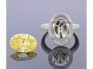 18k Gold  Yellow Gemstone Diamond Ring 