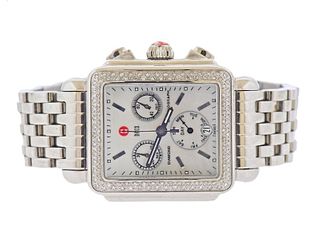Michele Deco Diamond Mother of Pearl Chronograph Watch CQ02781SS