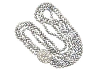 Ivanka Trump Grey Pearl Diamond Crystal Gold Necklace
