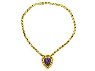 Tiffany & Co Paloma Picasso Large Amethyst Gold Pendant Necklace