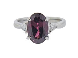 Platinum 4.52ct Pink Tourmaline Diamond Ring 
