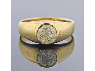 1.63ct Diamond 14k Gold Engagement Gypsy Ring 