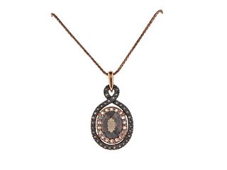 LeVian Le Vian 14k Rose Gold Chocolate Diamond Topaz Pendant on Necklace 